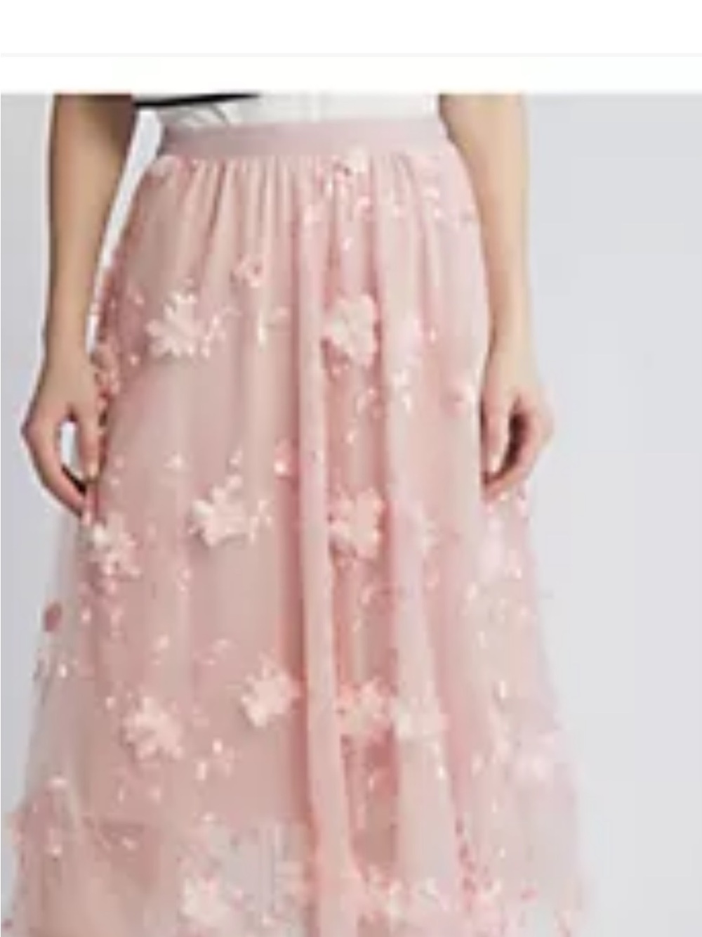 Nikki Lund Delicate Pink 3D Floral Tulle Skirt 28”long